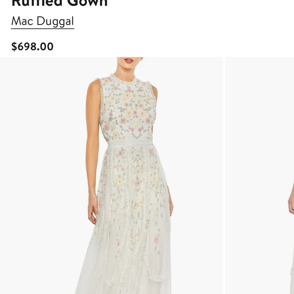 Mac Duggal Multicolor Embroidered Maxi Dress